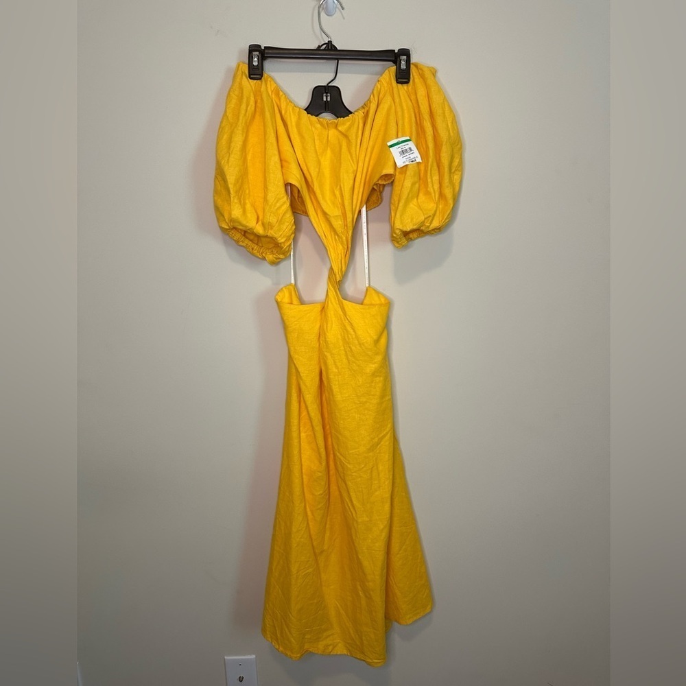 NWT FARM Rio Off Shoulder Twist Front Linen Blend Dress Size Small - Picture 5 of 14